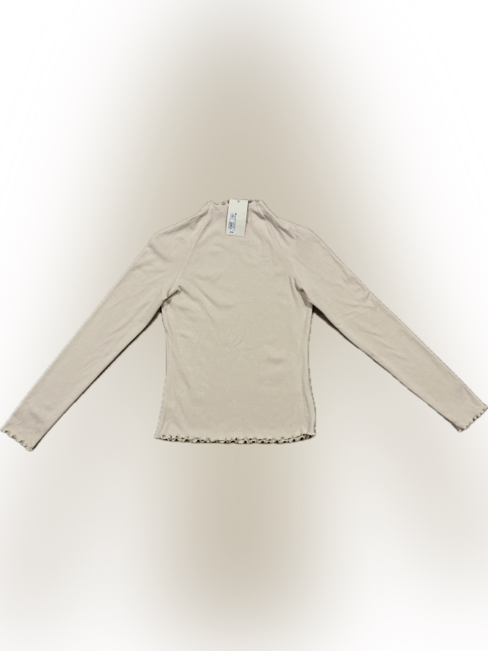 A New Day Ribbed Lettuce Edge Mock Neck Long Sleeve Top - Size XS
